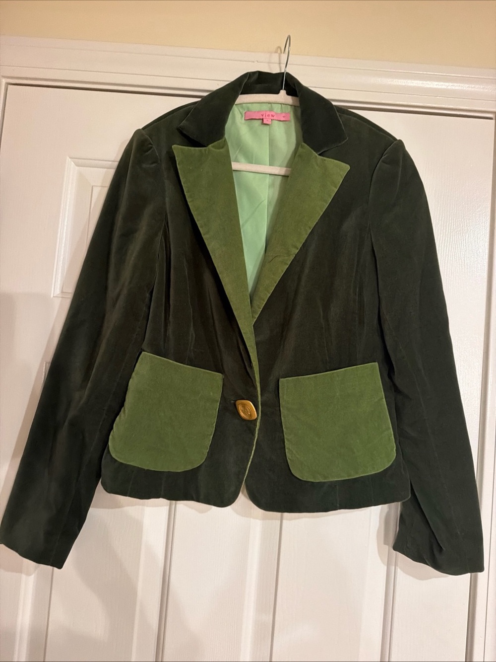 View vintage Green Velvet Contrast Pocket Blazer size S